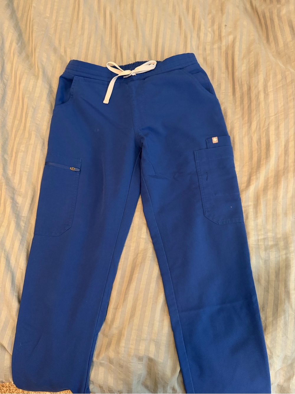 Figs Men's Cobalt Blue Cargo Scrub Pants with Drawstring